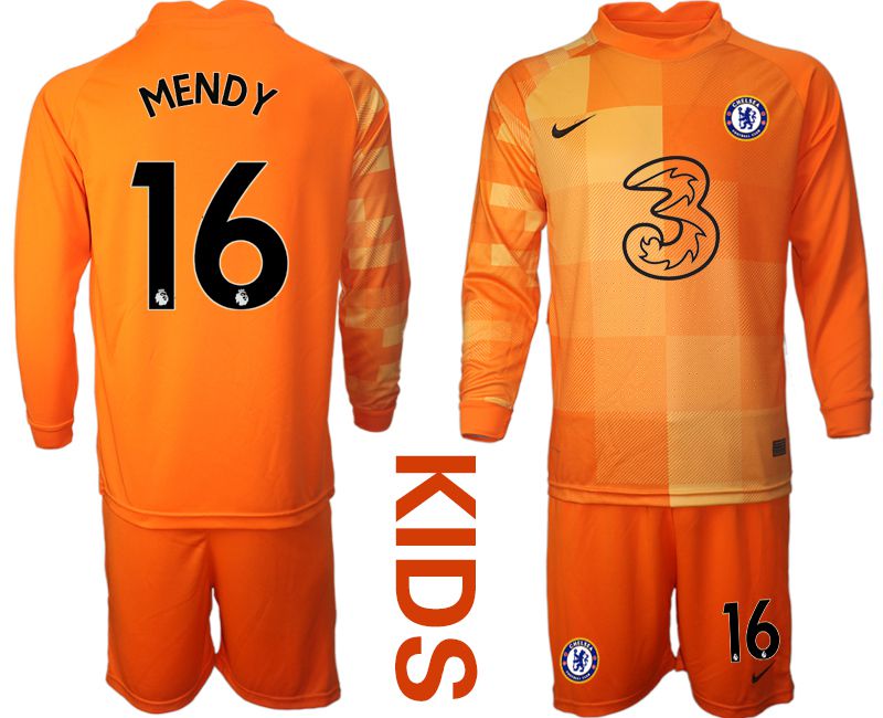 Youth 2021-2022 Club Chelsea Orange red goalkeeper long sleeve #16 Soccer Jersey->youth soccer jersey->Youth Jersey